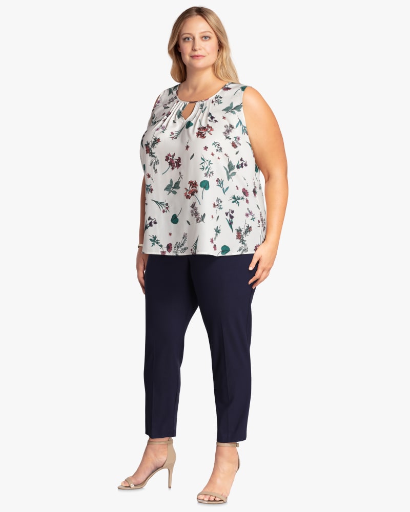 Plus size model with hourglass body shape wearing Kianna Keyhole Top by Ryan Wylde | Dia&Co | dia_product_style_image_id:115651